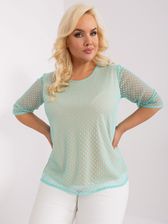 Miętowa bluzka plus size z okrągłym dekoltem