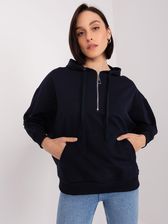 Granatowa bawełniana bluza kangurka - zdjęcie 1