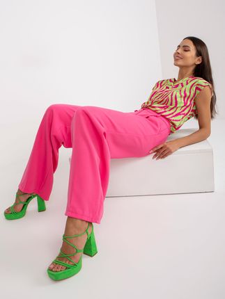 Różowe spodnie z materiału z wysokim stanem