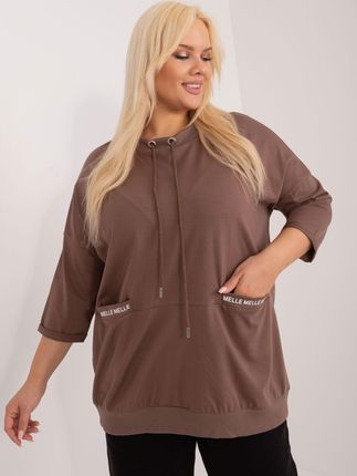 Brązowa damska bluzka plus size z troczkami