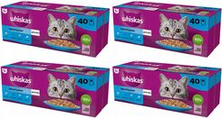 Whiskas Mokra Karma Dla Dorosłych Kotów W Galaretce Z Łososiem Dorszem Tuńczykiem I Białą Rybą Rybne Smaki 4X 40X85G