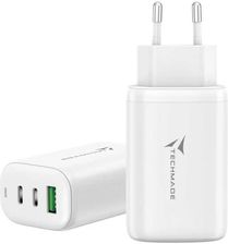 Potrójna ładowarka Techmade 65W GaN USB-C USB-A White