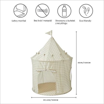 3 Sprouts Namiot Dla Dzieci Recycled Gingham Beige - zdjęcie 5