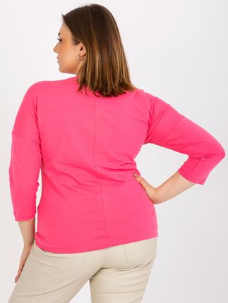 Różowa damska bluzka plus size z nadrukiem i aplikacją - zdjęcie 2