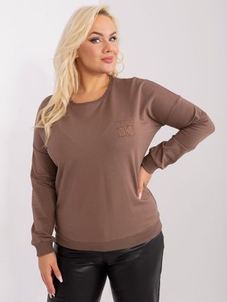 Brązowa damska bluzka plus size z okrągłym dekoltem
