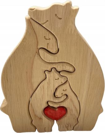 Tadekmakr Drewniane Figurki Misie Puzzle Motyw Rodzina 2+2 Niedźwiadki (TM2222)
