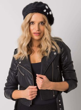 Fashion Hunters Czarny Beret Damski Z Aplikacją