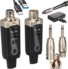 DNA WXLR1 bezprzewodowy system transmisji audio UHF nadajnik odbiornik USB-C +48V Phantom 2x adapter XLR/jack 6,35 mm zestaw