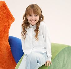 Zdjęcie Cool Club, Koszula dziewczęca z długim rękawem, crop top, biała - Halinów