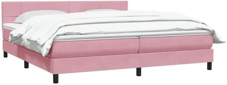 Łóżko typu Box Spring z materacem różowe 180x220 cm aksamitne - zdjęcie 3