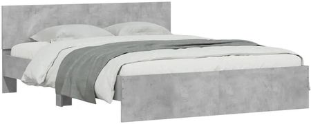 Rama łóżka z wezgłowiem i LED, szarość betonu, 150x200 cm - zdjęcie 3