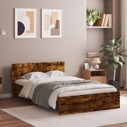 Rama łóżka z wezgłowiem i LED, przydymiony dąb, 135x190 cm - zdjęcie 2