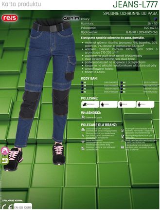 R.E.I.S. Jeans-L777 - Elastyczne Spodnie Ochronne Do Pasa - zdjęcie 3
