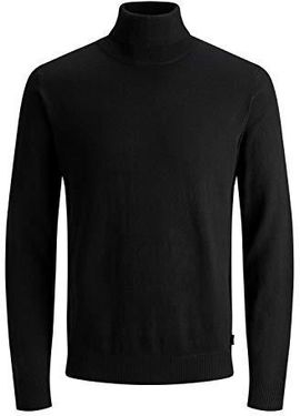 JACK & JONES Jjeemil Knit Roll Neck Noos Golf Mężczyźni, Czarny (czarny czarny), L
