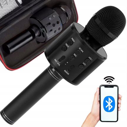 MIKROFON BEZPRZEWODOWY BLUETOOTH GŁOŚNIK KARAOKE OKRĄGŁY Z ETUI RÓŻNE TRYBY