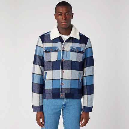 WRANGLER MĘSKA KURTKA ZIMOWA WOOL TRUCKER JACKET CAPTAINS BLUE 112341091