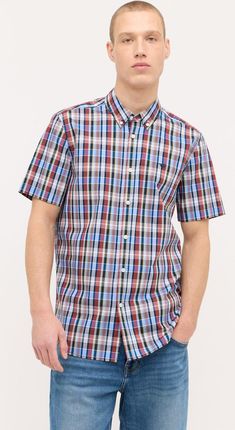 MĘSKA KOSZULA MUSTANG Baltimore Sommer Check Multi Blue 1015237 12597