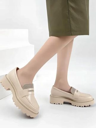 Damskie Lakierowane Mokasyny LUCENTE BEIGE 40 - zdjęcie 3
