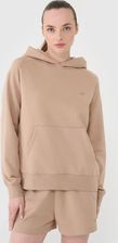 4F bluza dresowa damska z kapturem bawełniana 4FWSS25TSWSF1542 beżowa