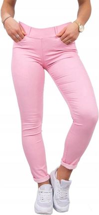 Spodnie damskie kolorowy jeans jasno różowe xxxl