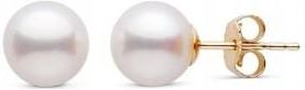 Złote kolczyki sztyfty z dużymi 8mm perłami hodowlanymi - złoto 585