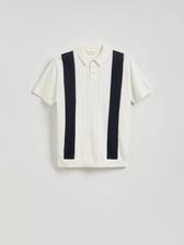 Reserved - Sweter polo w paski - biały