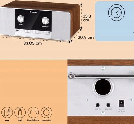 Радиостанция Auna Connect 120 MKII, коричневая - фото 5