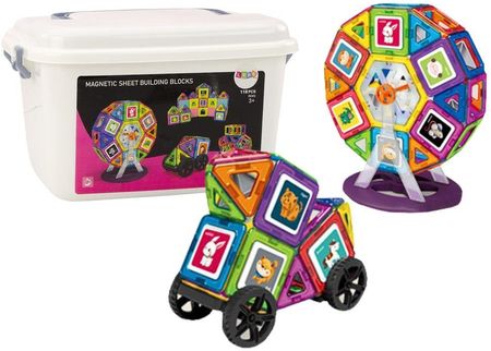 Lean Toys Zestaw Klocków Magnetycznych W Kuferku Koło Młyńskie Budynki 118El.