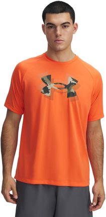 Męska koszulka treningowa Under Armour UA M Tech Print Fill SS - pomarańczowa