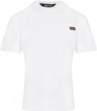 JUST CAVALLI milano męski t-shirt NOWOŚĆ JACQUARD LABEL WHITE