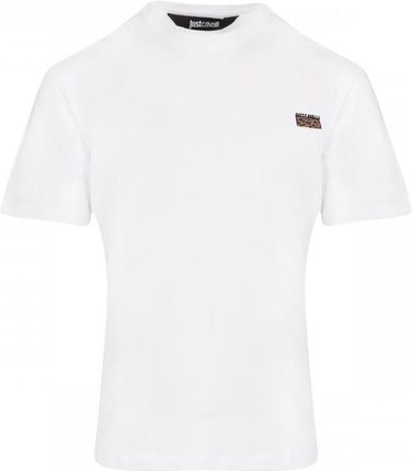 JUST CAVALLI milano męski t-shirt NOWOŚĆ JACQUARD LABEL WHITE