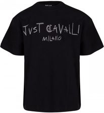 JUST CAVALLI milano męski t-shirt NOWOŚĆ EMBROIDERY LOGO BLACK