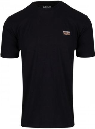 JUST CAVALLI milano męski t-shirt NOWOŚĆ JACQUARD LABEL BLACK