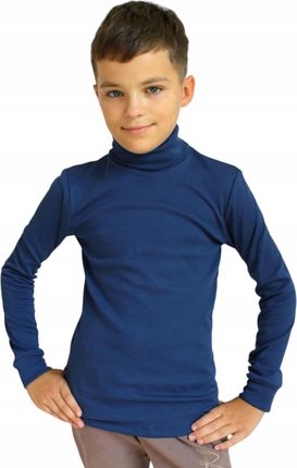 Golf Dziecięcy 134 SWETER granatowy długi rękaw bawełniany Bodykids