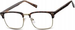 Sunoptic Okulary Półramkowe Zerówki Prostokątne Oprawki Korekcyjne 878E Panterkowy/Złoty
