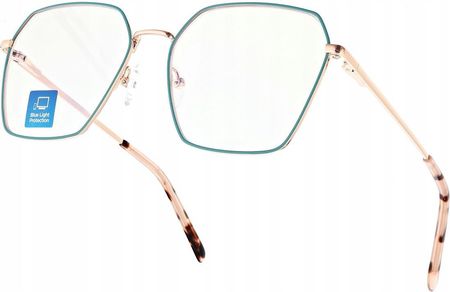 Stylion Damskie Okulary Premium +1.50 Do Czytania I Komputera Blue Light+Antyrefleks Stl285 Złoty/Zielony - zdjęcie 5