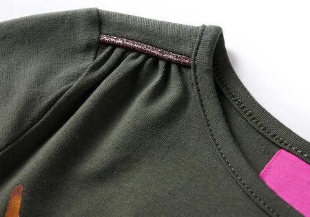 Koszulka dziecięca z długimi rękawami, z kotem, khaki, 128 - zdjęcie 3