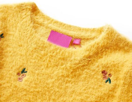 Sweter dziecięcy z dzianiny, ochra, 104 - zdjęcie 3