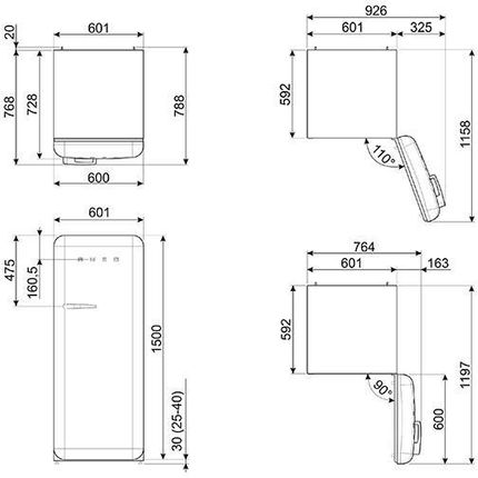 Lodówka Smeg FAB28LWH6 jednodrzwiowa 153cm Biały - zdjęcie 2