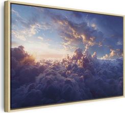 Wall-Dekor Italienischer Leinwand Leinwandbild Słońce W Ukryciu: Złote Oblicze Nieba Nad Pochmurnym Morzem 60x40cm (A1BH10039BA60X40DKABRN)