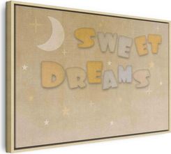 Wall-Dekor Włoski Obraz Na Płótnie Słodkich Snów Pastelowy Napis Otoczony Księżycem I Gwiazdami 120x80cm (A1EC10069BA120X80DKABRN)
