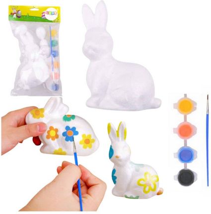 Lean Toys Zestaw Do Malowania Styropianowych Ozdób Zając Farby Pędzelek (21360)