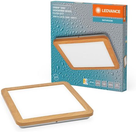 Ledvance Plafon Led Lampa Łazienkowa Oprawa Sufitowa Kwadratowa 22W Ip44 Cct 3000K-4000K Drewniany