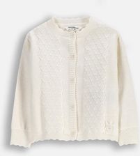 Sweter rozpinany ecru z ozdobnym splotem