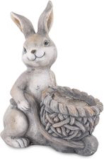 Osłonka Szarobiały Zajączek Z Koszykiem 38x26x30cm (23767)