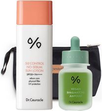 Dr Ceuracle BHA and Matcha Ampoule + No-Sebum Sun Lotion SPF50+ ZESTAW Ampułka 30 ml + Fizyczny filtr przeciwsłoneczny 50 g + Kosmetyczka 1 szt