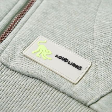 Bluza dziecięca z kapturem i suwakiem, jasne khaki melanż, 116 - zdjęcie 2