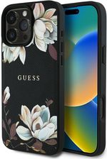 Guess Etui Grained Printed Flower Pattern Magsafe Do Iphone 16 Pro Max Czarny