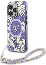 Guess Etui Palm Trees Triangle Pearl Strap Magsafe Do Iphone 16 Pro Max Fioletowy