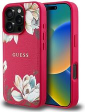 Guess Etui Grained Printed Flower Pattern Magsafe Do Iphone 16 Pro Max Fuksja